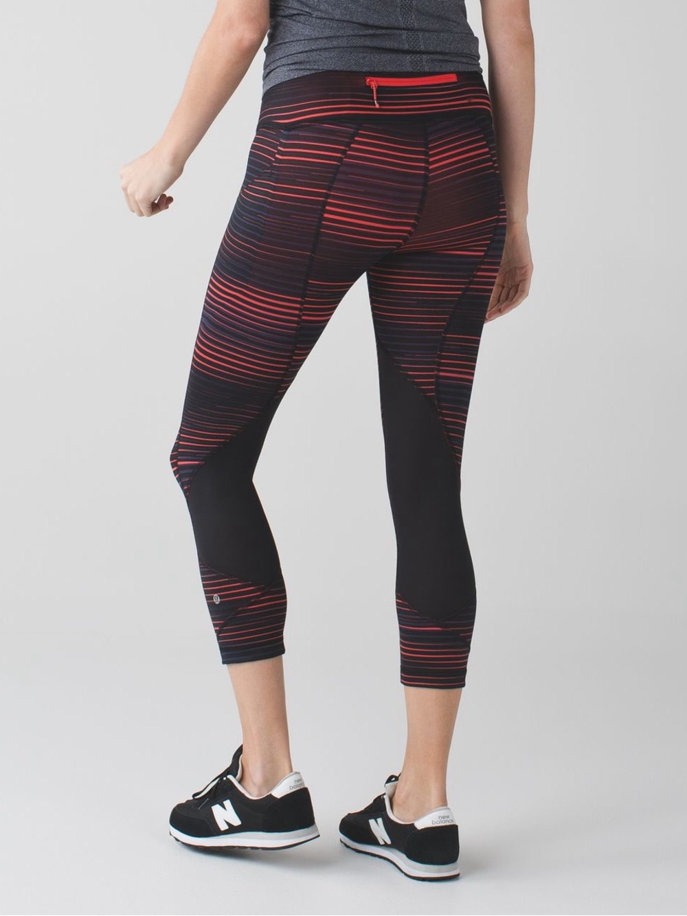 Lululemon Black and Red Striped Swim/Active Capri Leggings